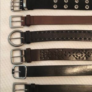 Lot (6 Total) of Brown and Black Large Belts